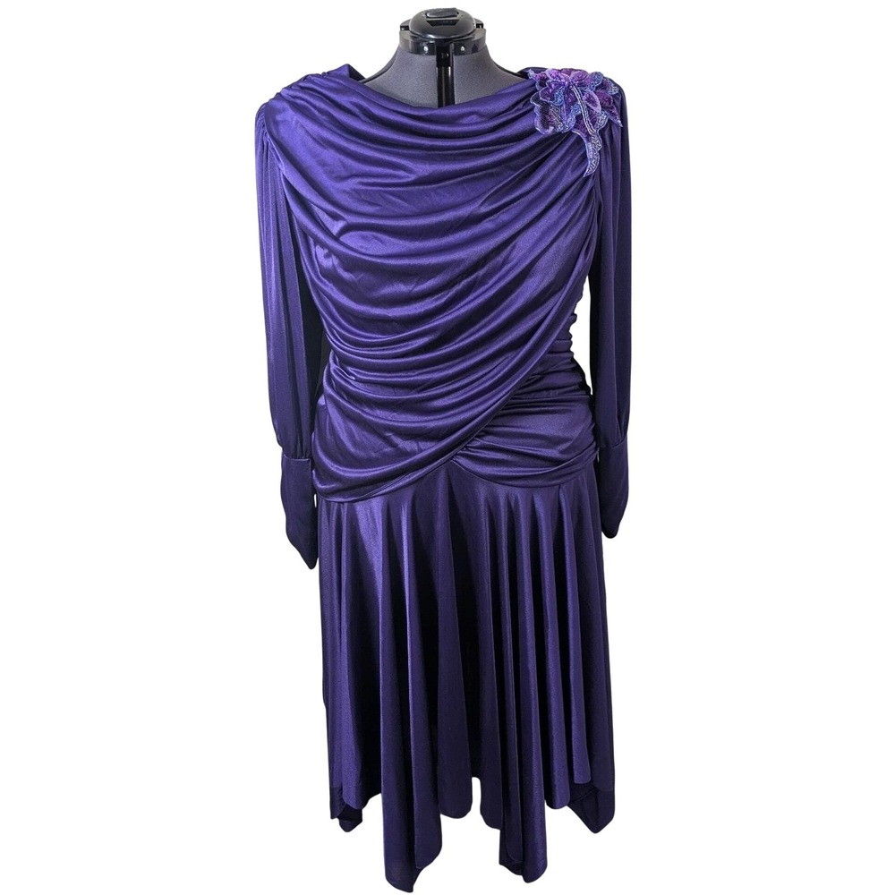 Deadstock NWT Vintage 80s Abby Kent Ruched Handkerchief Dress Size 22